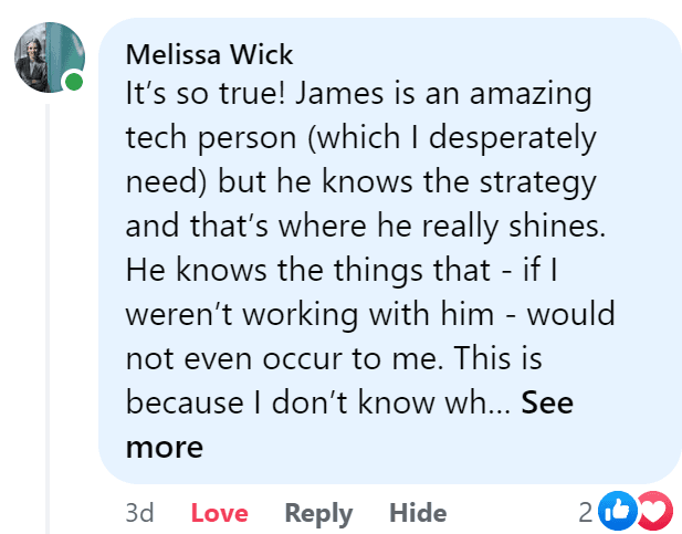 Melissa: James is amazing.