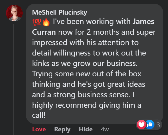 Michelle Plucinsky's testimonial about working with James.