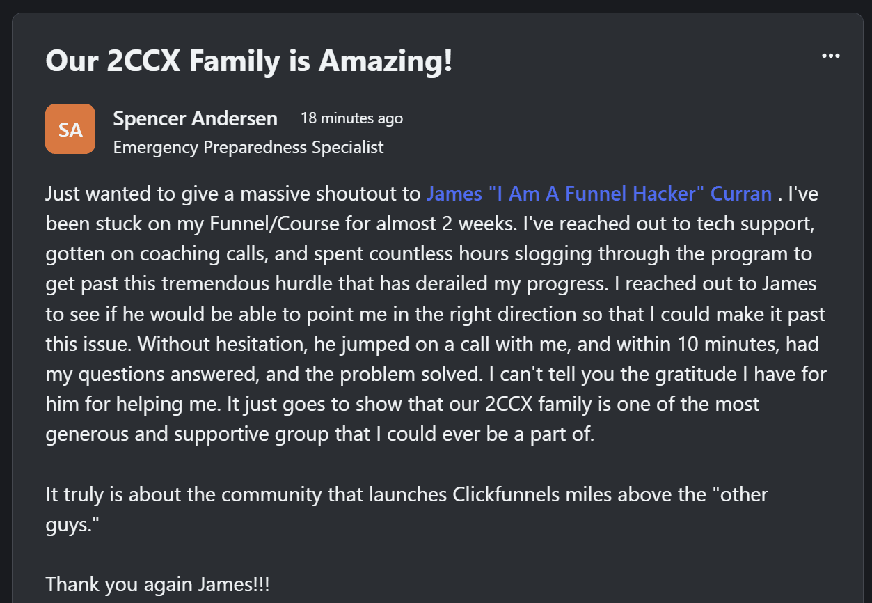 Spencer Anderson on membership help inside 2CCX.